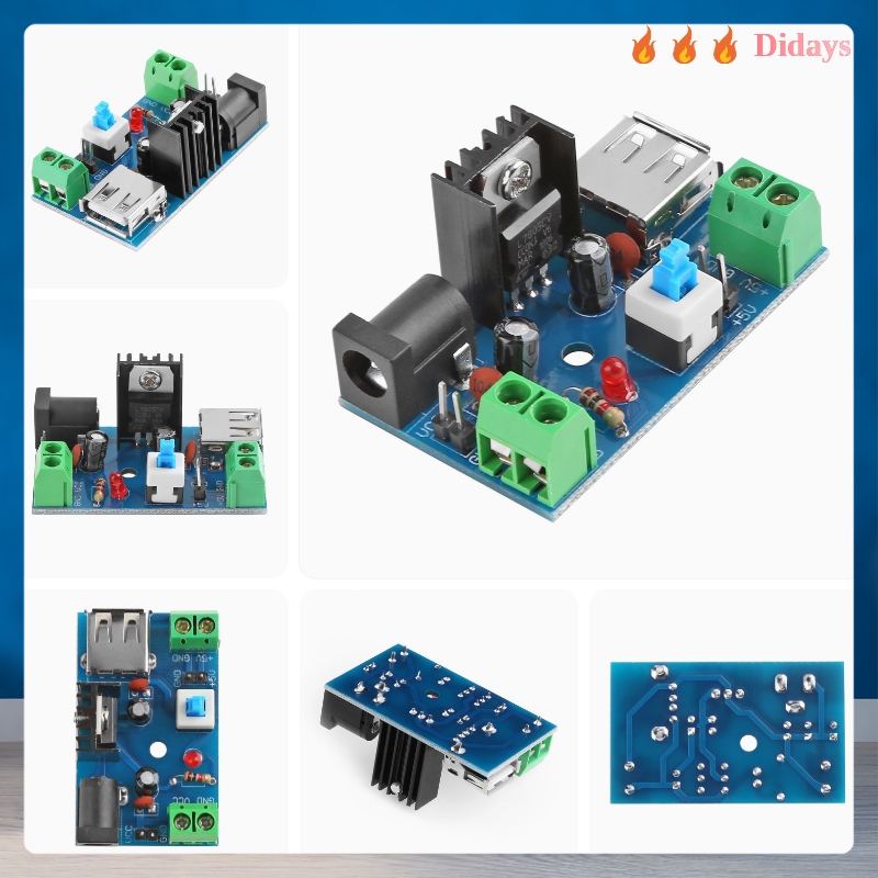 Mạch giảm áp Didays YHe DC-DC 7-15V 9V 12V sang 5V 2A L7805 có đế tản nhiệt