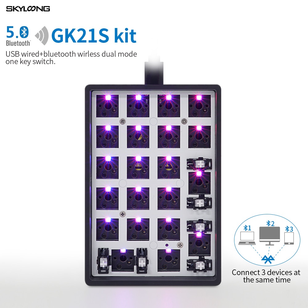 Bộ Bàn Phím Cơ SKYLOONG GK21s GK21 SK21 RGB 21 Phím Bằng Nhựa Có Dây Kết Nối Bluetooth Và Hai Chế Độ Điều Khiển