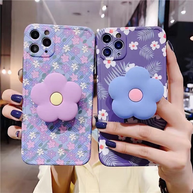 Ốp Iphone hoa kèm popsocket - Case Iphone 7/8 Plus XSMax 11promax