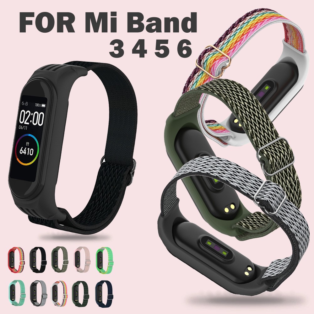 Dây đeo thay thế bằng sợi nylon mềm co giãn dành cho Xiaomi Mi Band 3 / 4 Mi Band 5 / 6