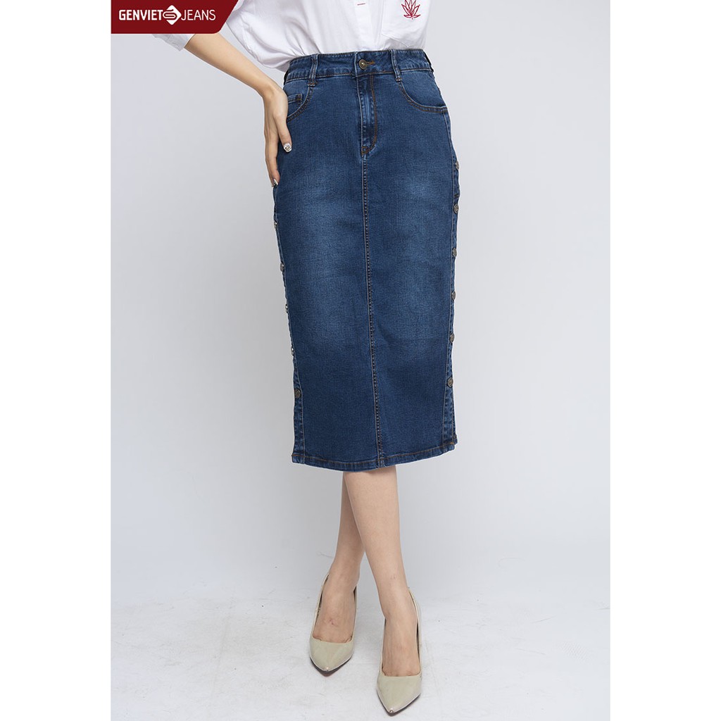 [Mã FASHIONMALLT4 giảm 15% đơn 150k] TJ321J1057 - Chân Váy Jeans Dáng Dài Nữ -GENVIET | BigBuy360 - bigbuy360.vn