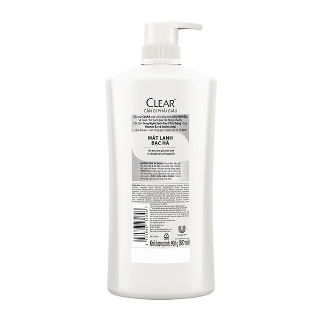 Dầu gội đầu Clear sạch gàu ngứa và vi khuẩn suốt 48 Giờ 880g