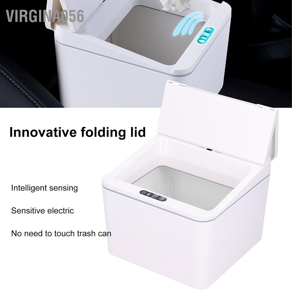 Virgina056 Thùng rác mini có nắp cảm biến tự động để bàn thể gập lại