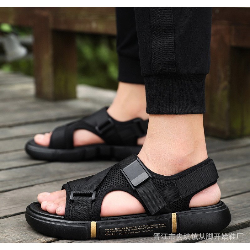 Dép sandal unisex cực ngầu, quai hậu vải đế cao su