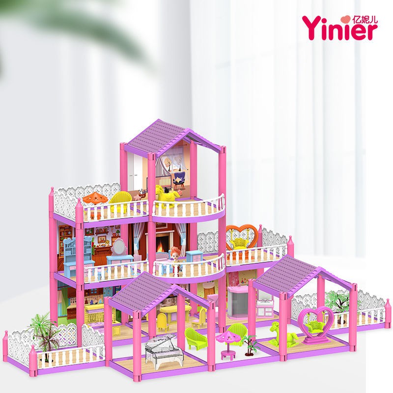 Đồ chơi trẻ em Ngôi nhà búp bê Barbie biệt thự lâu đài công chúa ánh sáng set quà cô gái