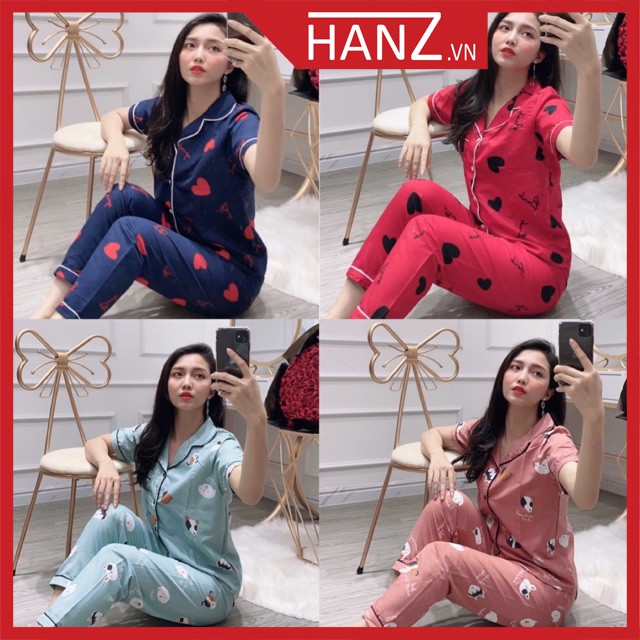 Bộ đồ ngủ nữ cộc dài pijama bộ mặc nhà chất kate thái thoải mái dễ thương giá rẻ Hanz.vn H2