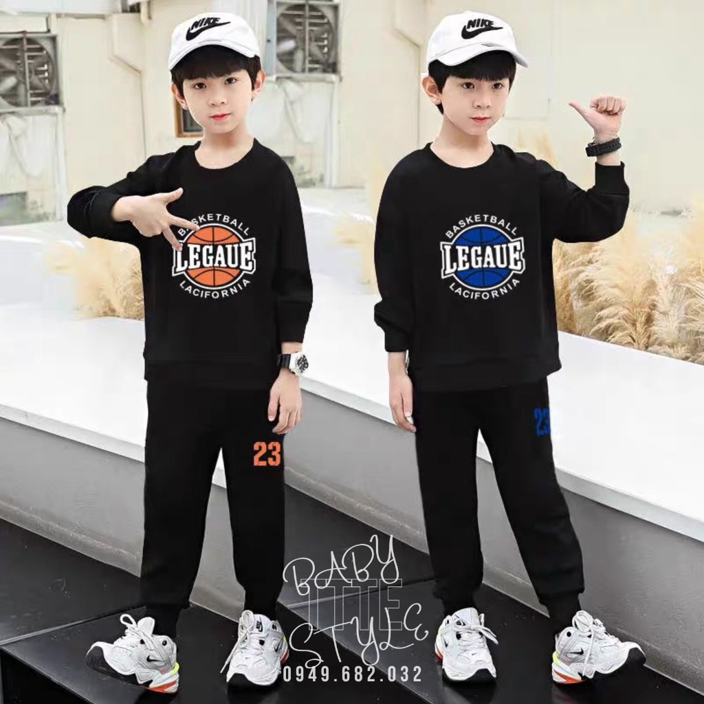 Bộ quần áo thu đông dài tay 14-45kg cho bé trai từ 4-14 tuổi. Thiết kế đẹp, năng động. Hàng may kỹ. B30