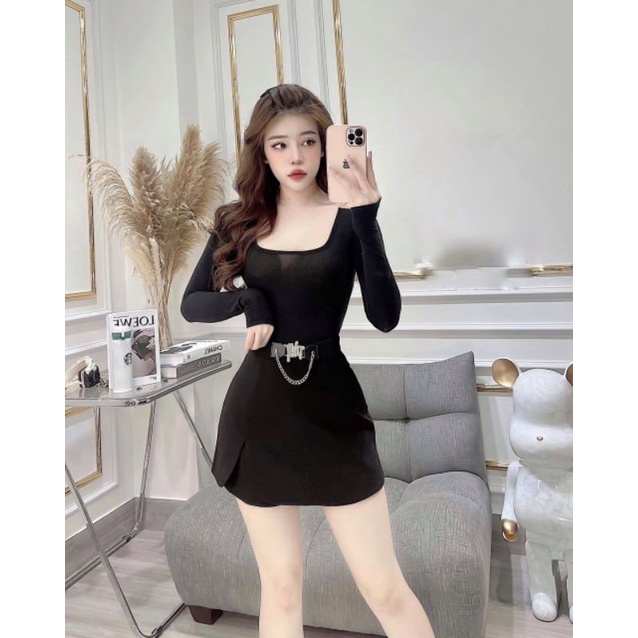 Quần sooc vải giả váy cạp tag xích chữ D hàng QCL1