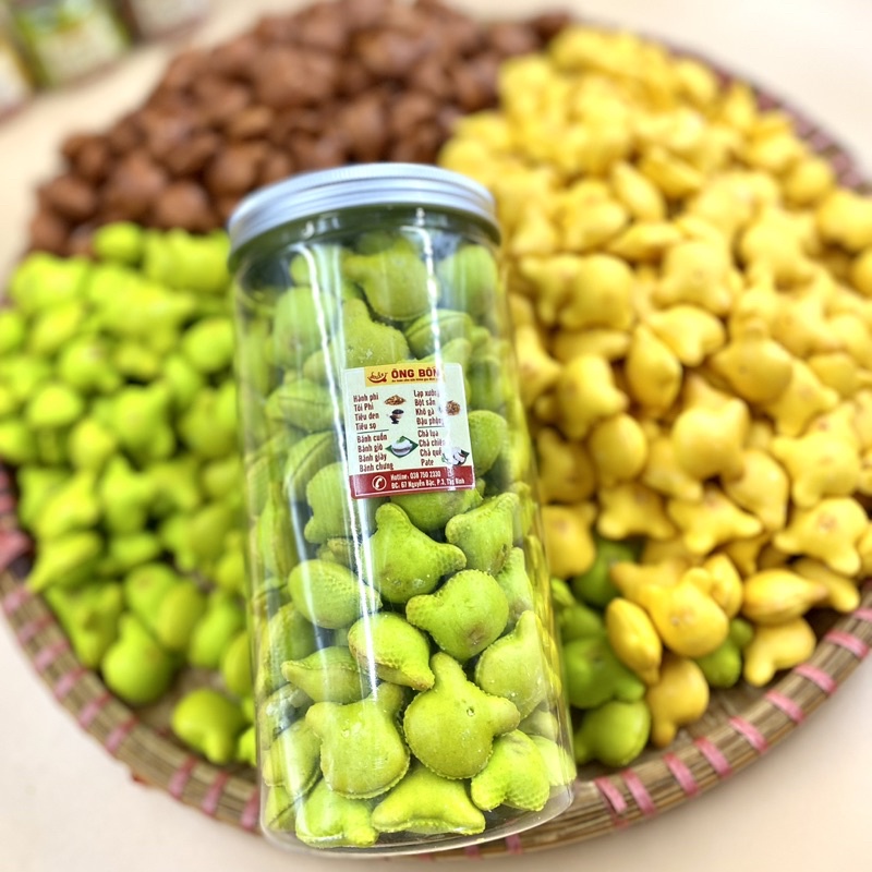 Bánh Gấu Nhân Kem Sữa 3 Hương Vị - Chocolate, Vani, Lá Dứa - Hũ 450g Như Hình