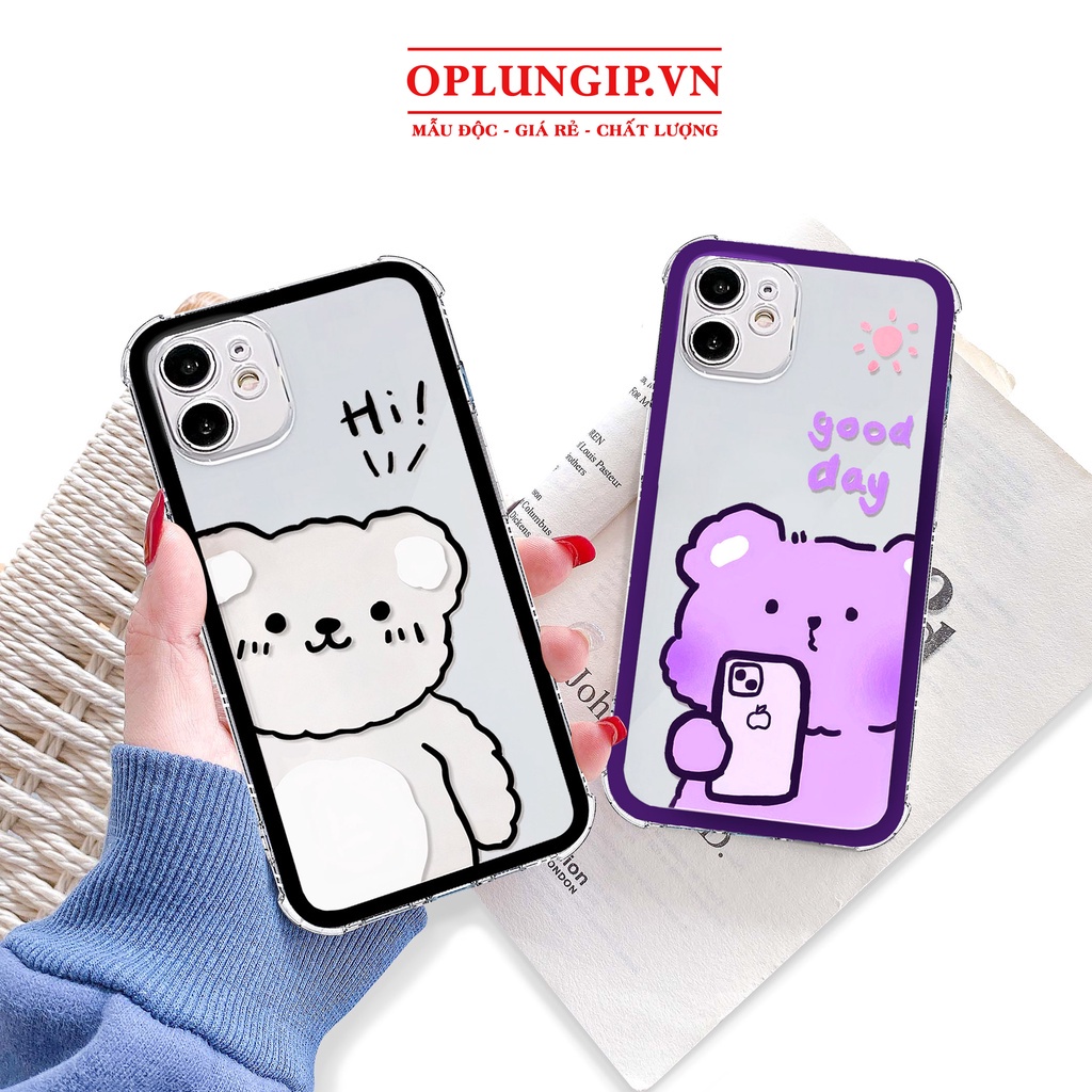 ốp lưng trong suốt chống sốc good day viền vuông cho iphone 13 12 11 pro max mini x r s max 6 s 7 8 plus