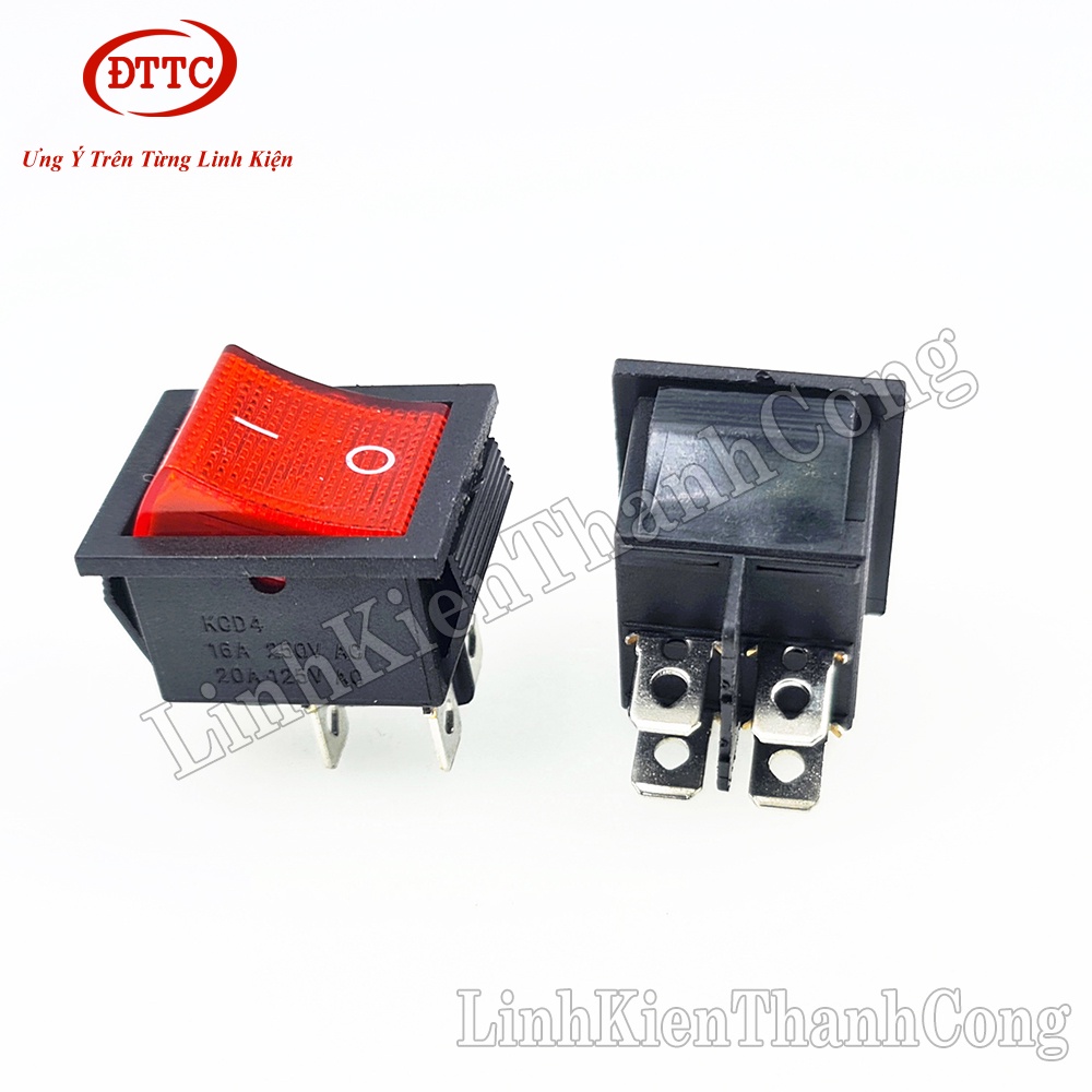 Công Tắc KCD4 16A/250V 4Pin 31x25mm Đỏ