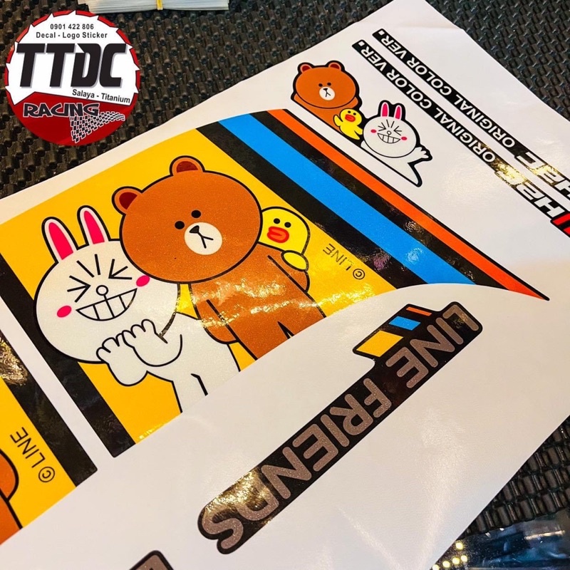 Tem Scoopy Limited phiên bản Gấu Line chất liệu camay nhũ kim cao cấp