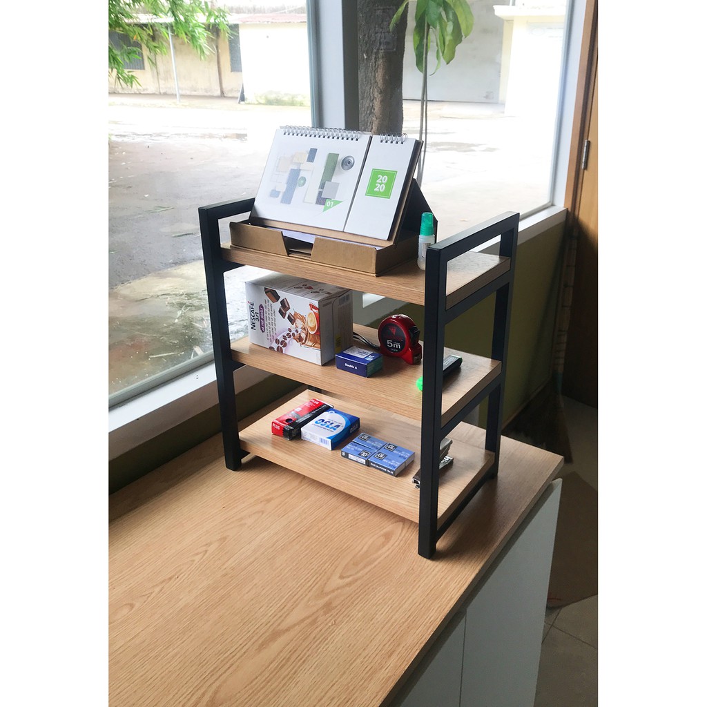 KỆ MINI ĐỂ BÀN, KỆ SÁCH ĐỂ BÀN ( KẾT HỢP SẮT VÀ GỖ AN CƯỜNG ) | BigBuy360 - bigbuy360.vn