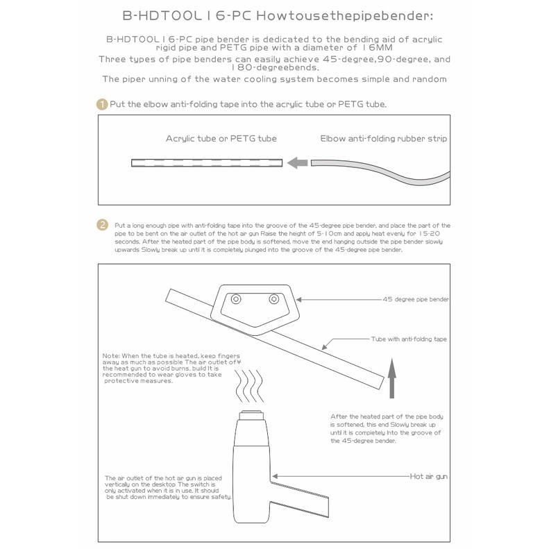 Bộ công cụ uốn cong làm mát bằng nước của Bykski PC cho Acrylic + PETG Máy uốn ống / Máy cắt / Súng nhiệt / Vát mép / Cao su / Dải / Cưa thép