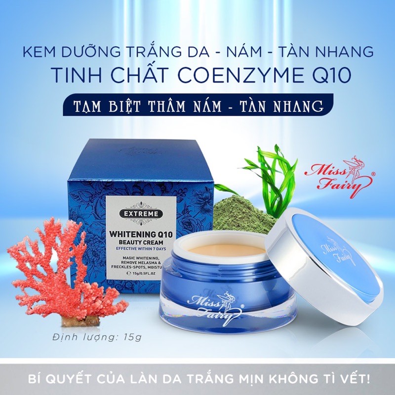 KEM MISSFAIRY Q10 - DƯỠNG TRẮNG - GIẢM THÂM NÁM - ĐỐM NÂU - COENZYME Q-10 - Q10 BEAUTY CREAM 15G