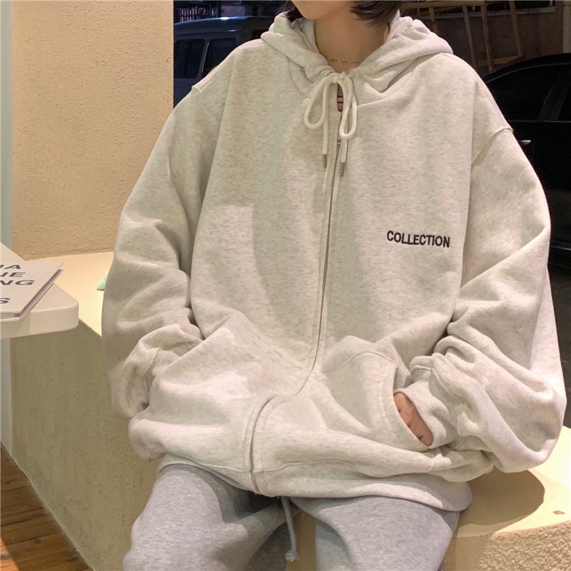 【Yuki】Áo khoác hoodie in chữ nhỏ trước ngực phong cách Hàn Xẻng