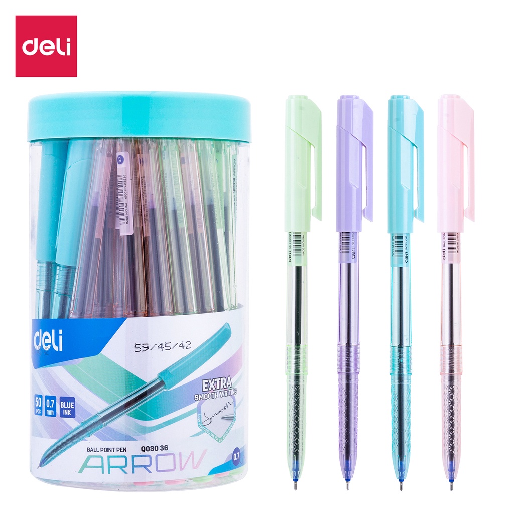 Bút bi Deli ngòi 0.7mm vỏ nhiều màu sắc