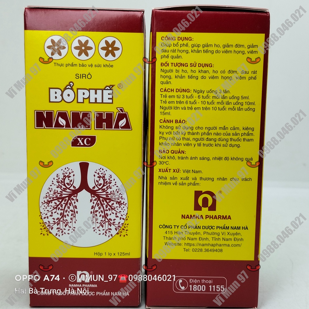 Bổ Phế Nam Hà XC - Giúp bổ phế, giảm ho, giảm đờm, giảm đau rát họng