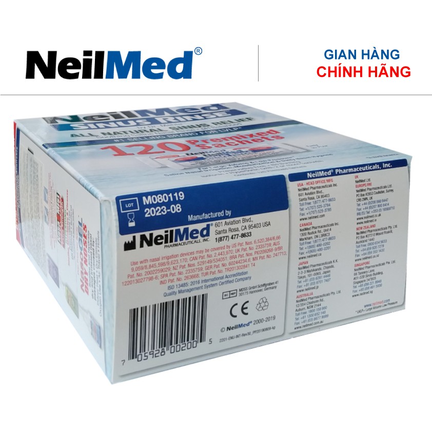 Gói Hỗn Hợp Muối Rửa Mũi Xoang Người Lớn NeilMed SinusRinse Adult Sachets (Hộp 120 gói)