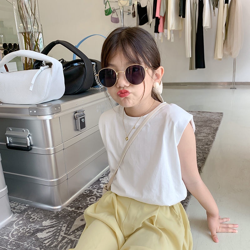 Set Đồ Thể Thao Hai Món Phối Áo Ba Lỗ Phong Cách Hàn Quốc Thời Trang Mùa Hè Cho Bé Gái