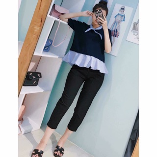 Áo peplum cải cổ nơ