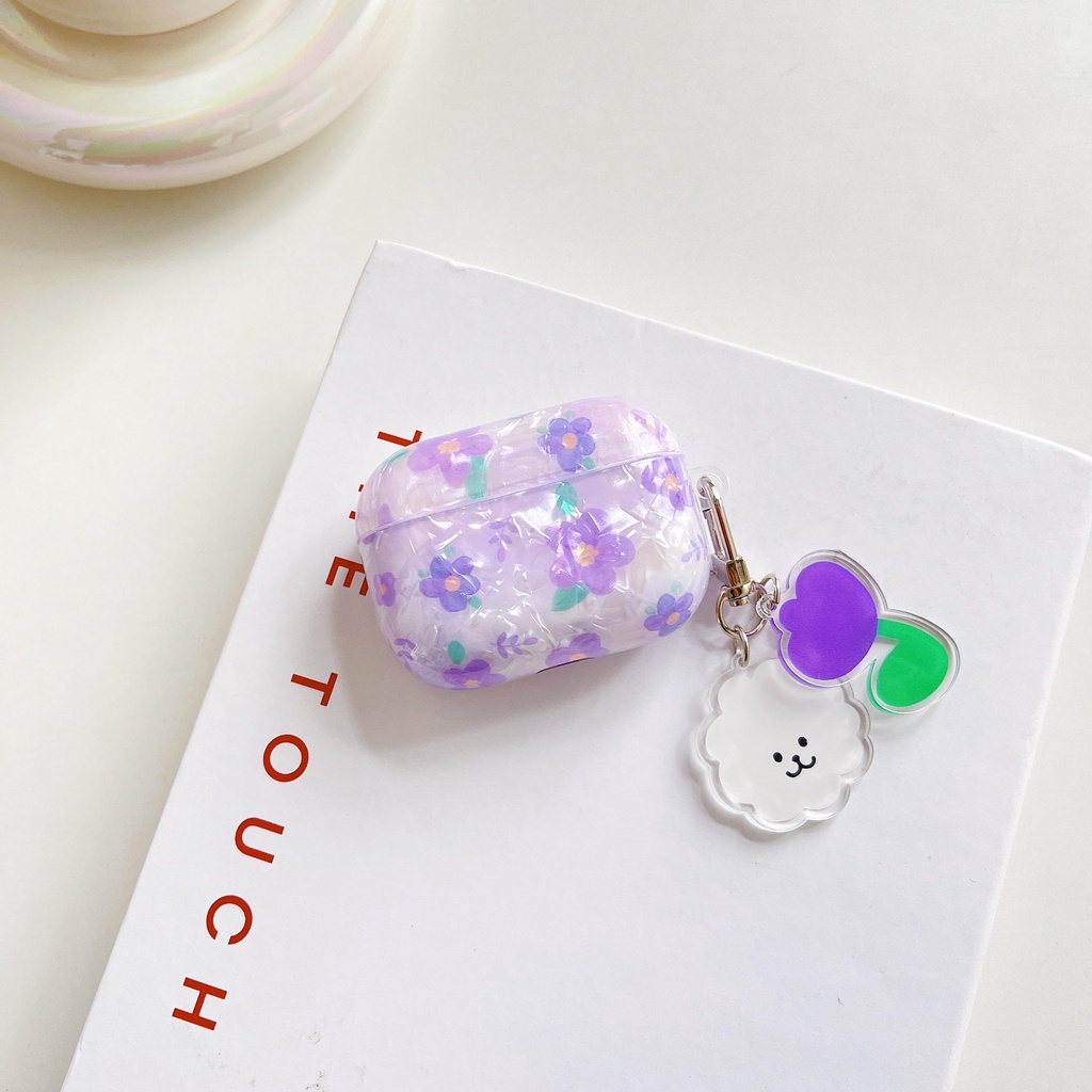 Vỏ Bảo Vệ Hộp Sạc Tai Nghe AirPods3 AirPods3 Họa Tiết Hoa Màu Tím Dễ Thương 2021 Ốp