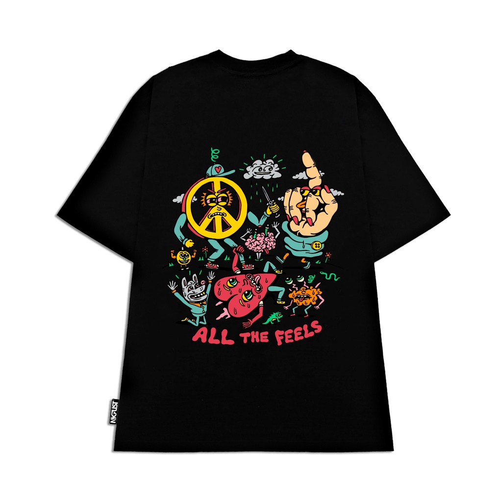 Áo Thun đen trắng tay lỡ NIGUST All The Feels N203TS-C vải cotton cao cấp 4C Fullbox