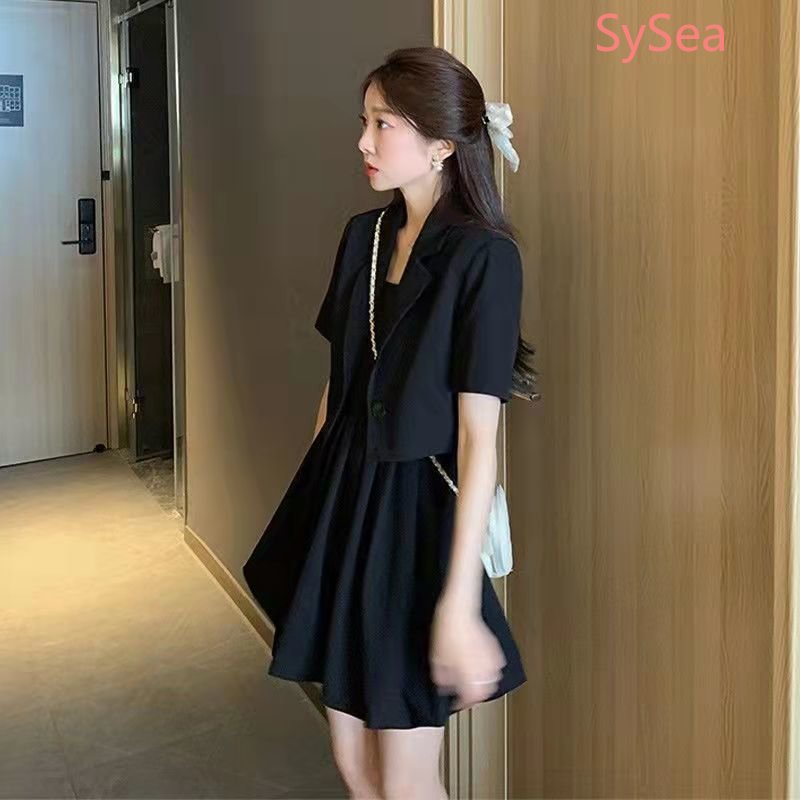 Set Đầm Hai Dây Và Áo Khoác Blazer Thời Trang Mùa Hè Phong Cách Hàn Quốc Cho Nữ