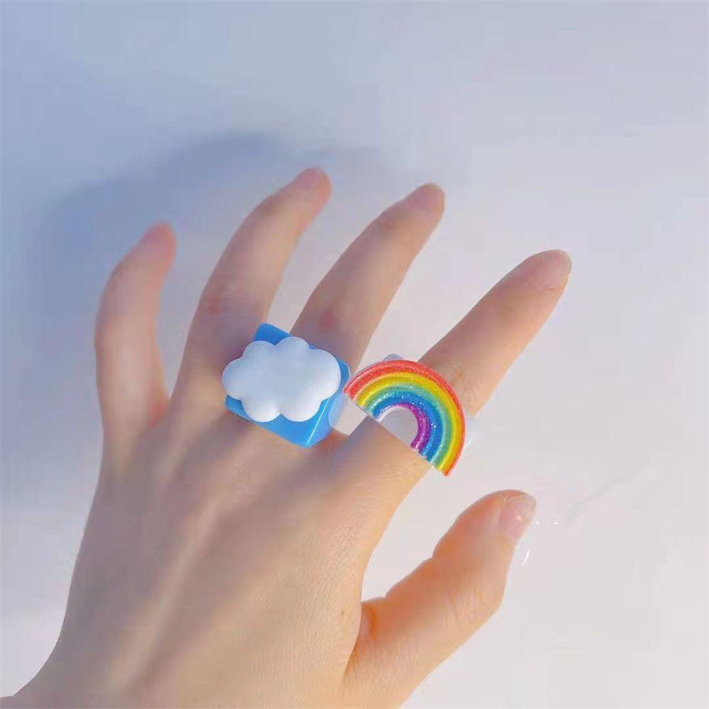 EUTUS Nhẫn Nhựa Acrylic Nhiều Màu Họa Tiết Rùa Hoạt Hình Thời Trang Mùa Hè Cho Nam Và Nữ