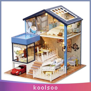 1061 Mô Hình Nhà Villa Cỡ 1 / 24 Bằng Gỗ Trang Trí Nhà Búp Bê. có mica và keo