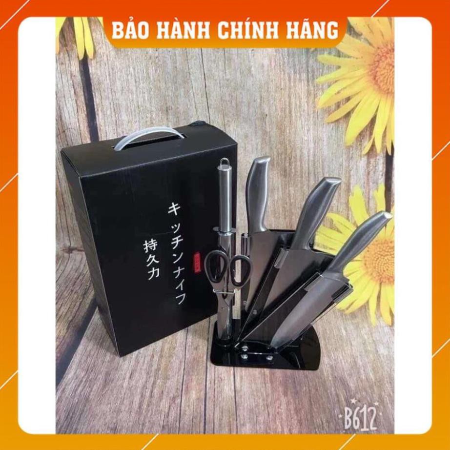 BỘ DAO THÉP KHÔNG GỈ LIỀN CÁN - BỘ DAO 5 MÓN NHẬT BẢN CAO CẤP - CHÍNH HĂNG - SEKI