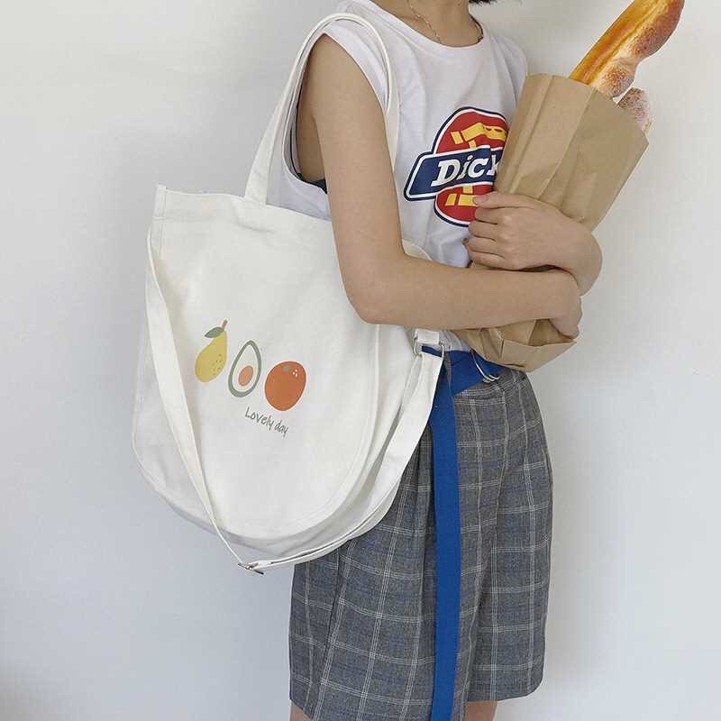 Túi tote 2 in 1 hình hoa quả form bầu cute (có sẵn, hình thật)