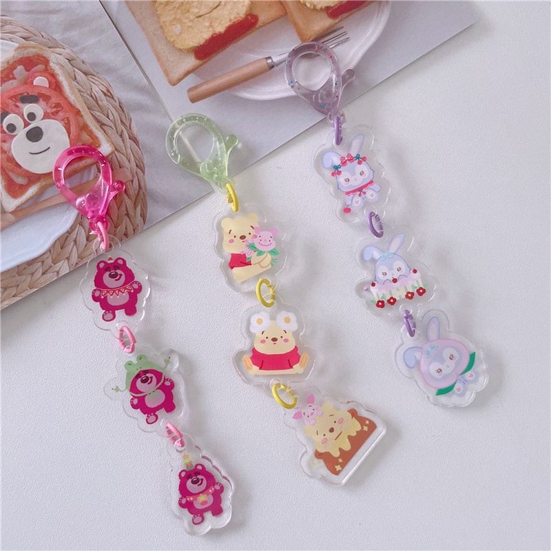 Móc Khóa Dây Xích Nhỏ Mặt Gấu Pooh / Ngôi Sao / Dailu / Gấu Pooh Trang Trí Túi Xách