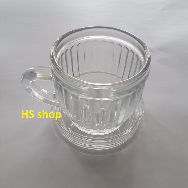 Bộ Phin pha cà phê inox (Cỡ 6) và Ly thủy tinh 175ml kèm đế - NPP HS shop