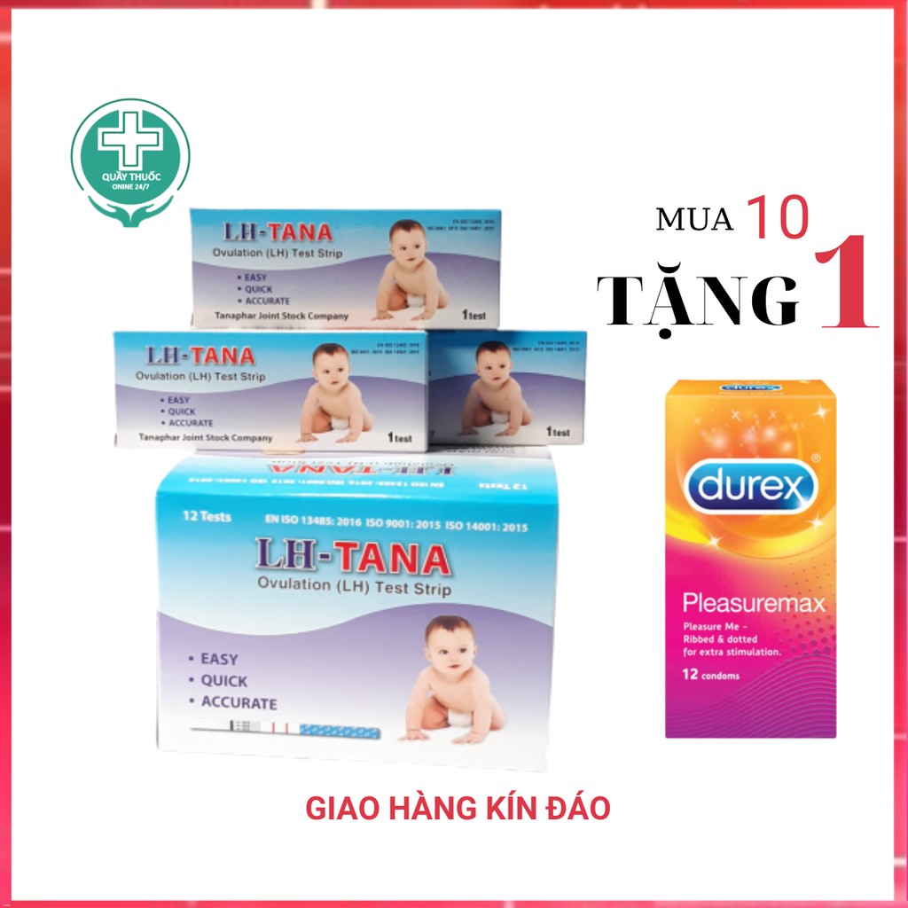 QUE THỬ RỤNG TRỨNG COMBO 10 QUE TẶNG NGAY 1 HỘP BAO CAO SU 12 CÁI