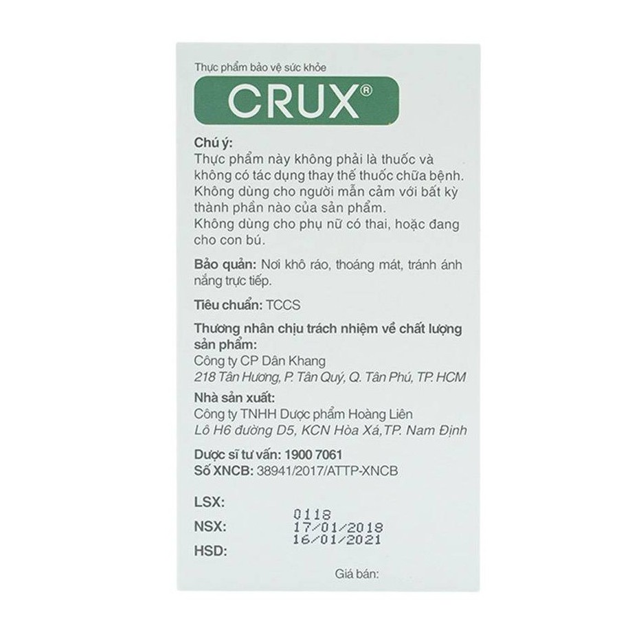 Crux – Viên uống hỗ trợ điều trị viêm khớp (Hộp 20 viên)