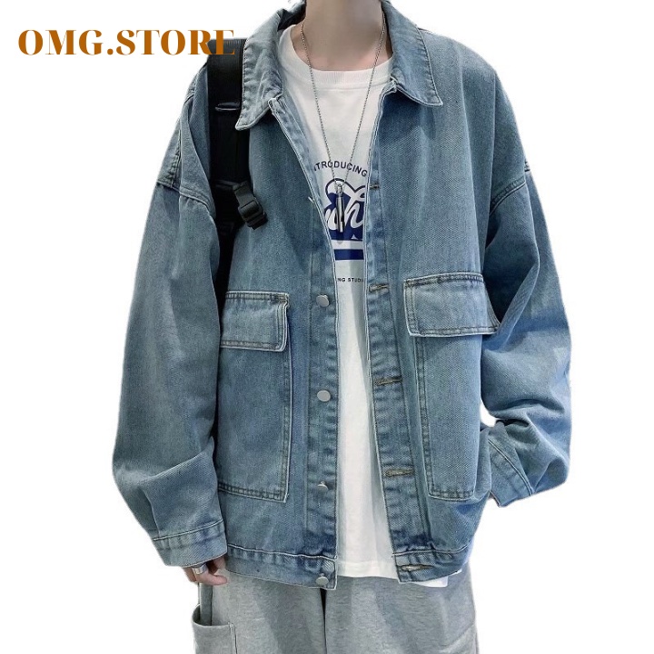 Áo khoác jean unisex nam nữ form rộng, áo khoác bò OMG.store