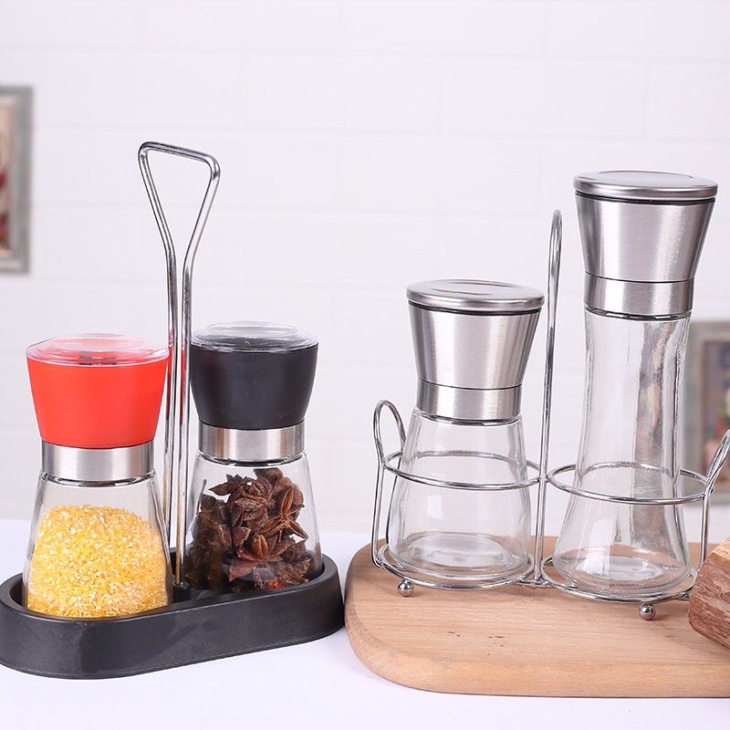 Lọ xay tiêu cầm tay bằng thuỷ tinh, nắp inox tiện dụng