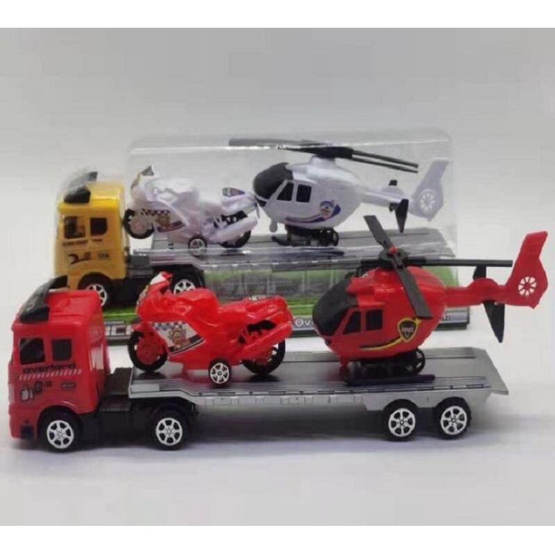 Bộ đồ chơi ô tô mô hình, Xe đầu kéo, xe moto và máy bay trực thăng