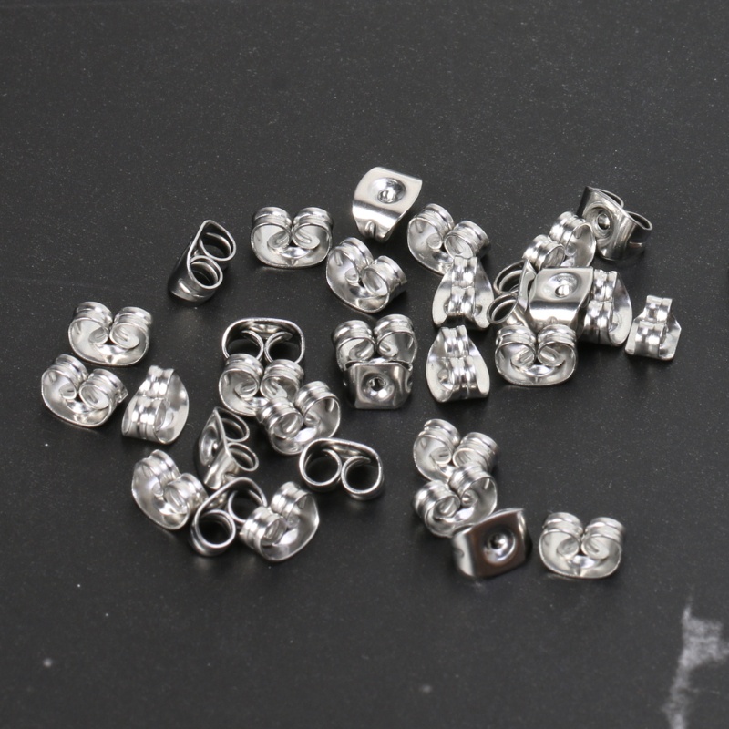 Set 100 Nút Chặn Bông Tai Hình Bướm Bằng Đồng Màu Sắc Bạc Làm Trang Sức DIY