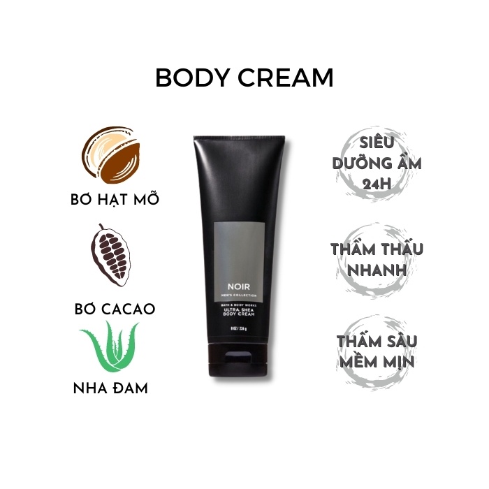 Bộ sản phẩm Sữa tắm gội Xịt thơm toàn thân hương nước hoa cho nam Bath and Body Works – NOIR