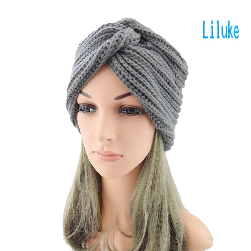 Mũ Beanie Dệt Kim Màu Trơn Co Giãn Tốt Thời Trang Thu Đông Cho Nữ