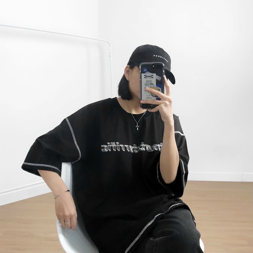 Áo Thun Chỉ Nổi Tay Lỡ Form Rộng Unisex