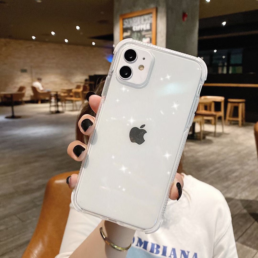 Ốp Điện Thoại TPU Mềm Trong Suốt Lấp Lánh Chống Sốc Cho iPhone 7 8 Plus X XS MAX XR 11 12 13 Pro MAX