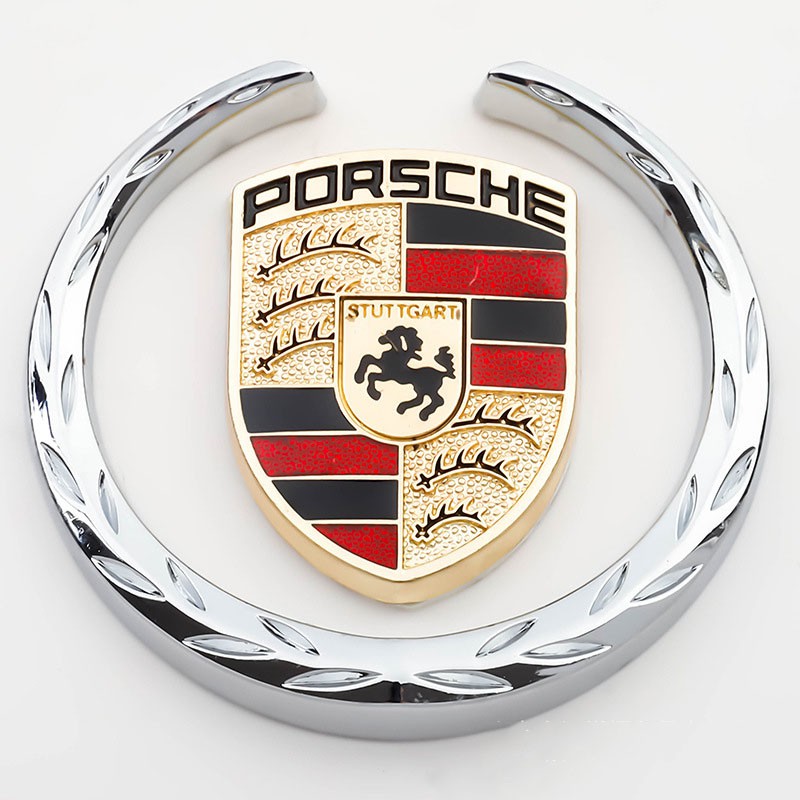 Miếng dán logo 3D xe hơi Porsche bằng kim loại dùng trang trí độc đáo cao cấp