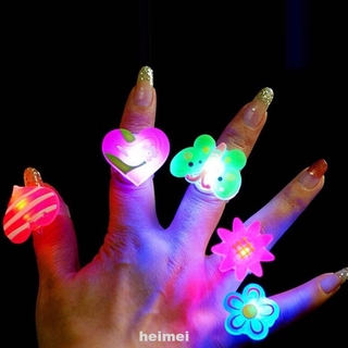 5pcs Battery Operated Adjustable Cartoon LED Light Flashing Color Changing Party Supplies Children Gift Luminous Ring