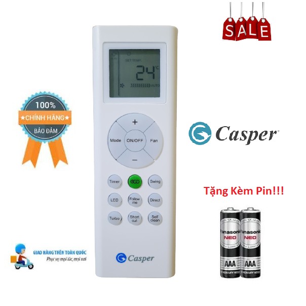 Remote Điều khiển điều hòa Casper 1&2 chiều Inverter- Hàng mới chính hãng Casper 100% Tặng kèm Pin