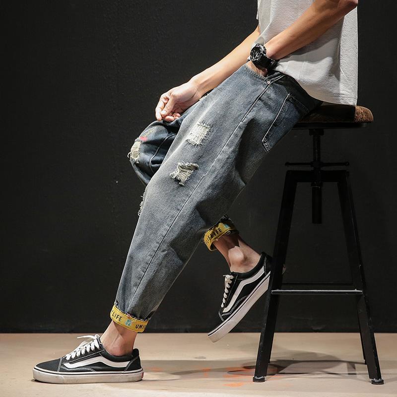 Quần Jeans Dài Rách Gối Thời Trang Dành Cho Nam Size Lớn