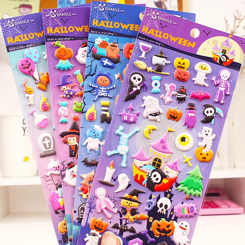 Sticker Dán Trang Trí Halloween Hình Quả Bí Ngô Hoạt Hình Đáng Yêu Cho Bé