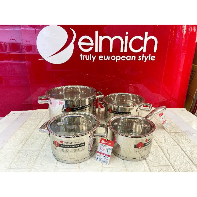 Bộ nồi elmich inox 304 5 đáy 3670 nhập khẩu Séc